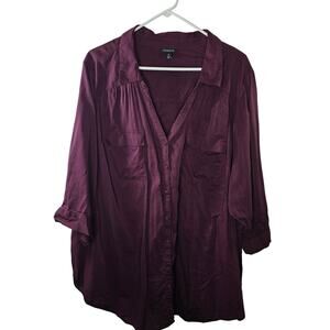 Women's Torrid Burgundy Button-up Blouse Size 5